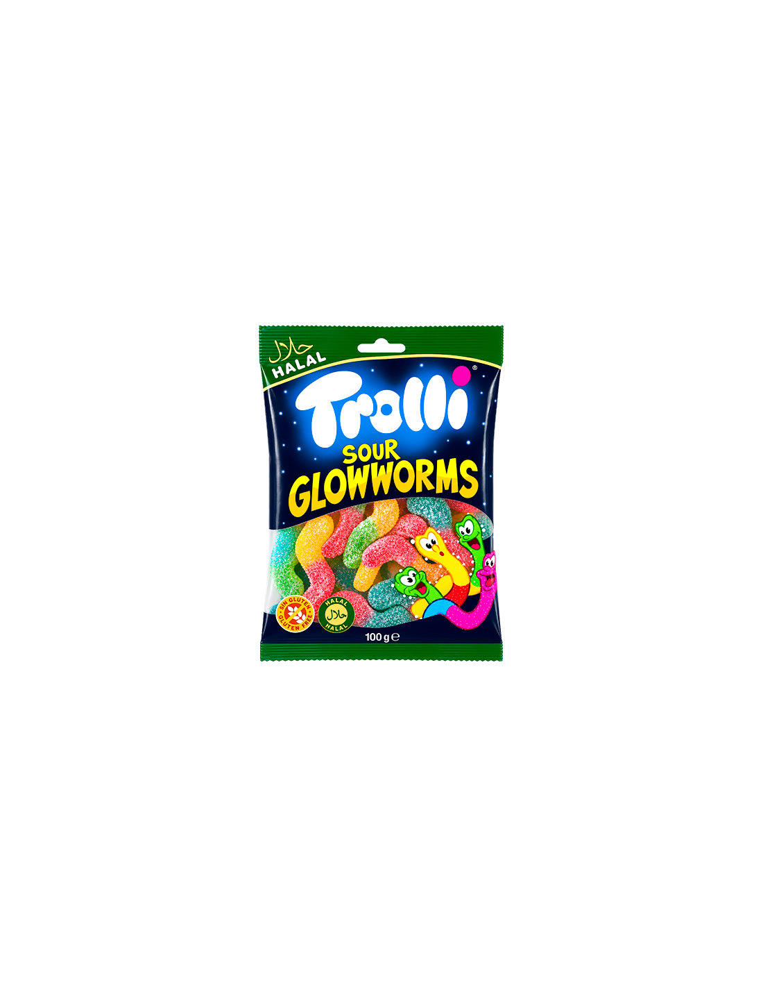 Minhocas de goma ácidas Halal 100 g Trolli | Distribucion Mayorista