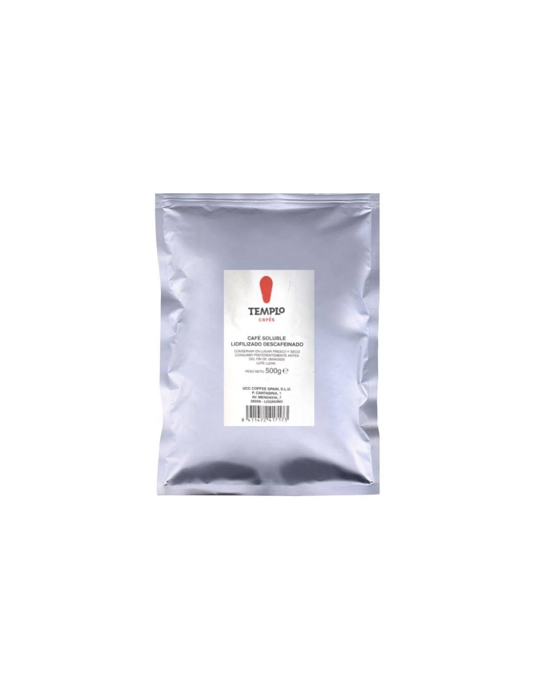 Decaffeinated freeze-dried soluble Templo coffee 500g-Distribución Mayorista