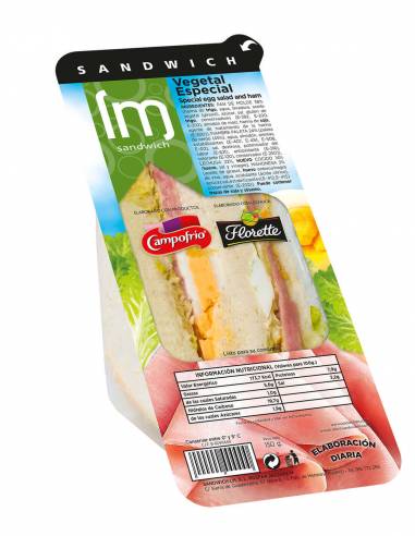Sanduíche de Legumes com Fiambre 150g - Sanduíches para venda automática