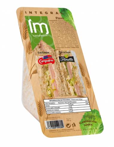 Sanduíche Integral de Peru 150g - Sanduíches para venda automática