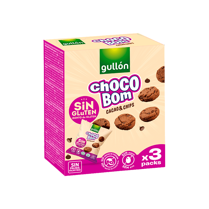 Chocobom Mini Cacao S/G 3 x 40g Gullón - Distribución Mayorista