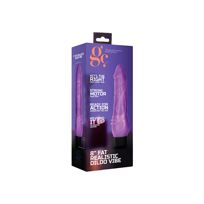Vibrador 8" Fat Realistic Dildo Vibe Lila-Distribución Mayorista