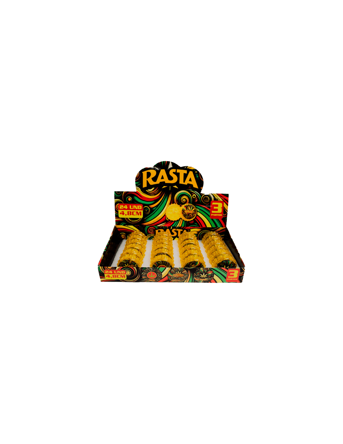 Grinder Psicodélico 3 partes 4.8cm Rasta - Distribución Mayorista