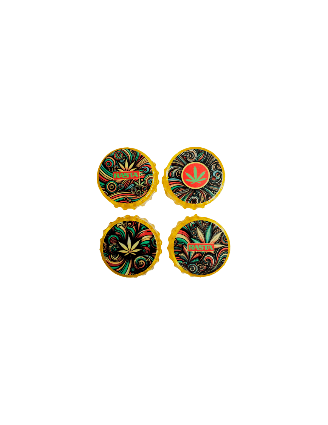 Grinder Psicodélico 3 partes 4.8cm Rasta - Distribución Mayorista