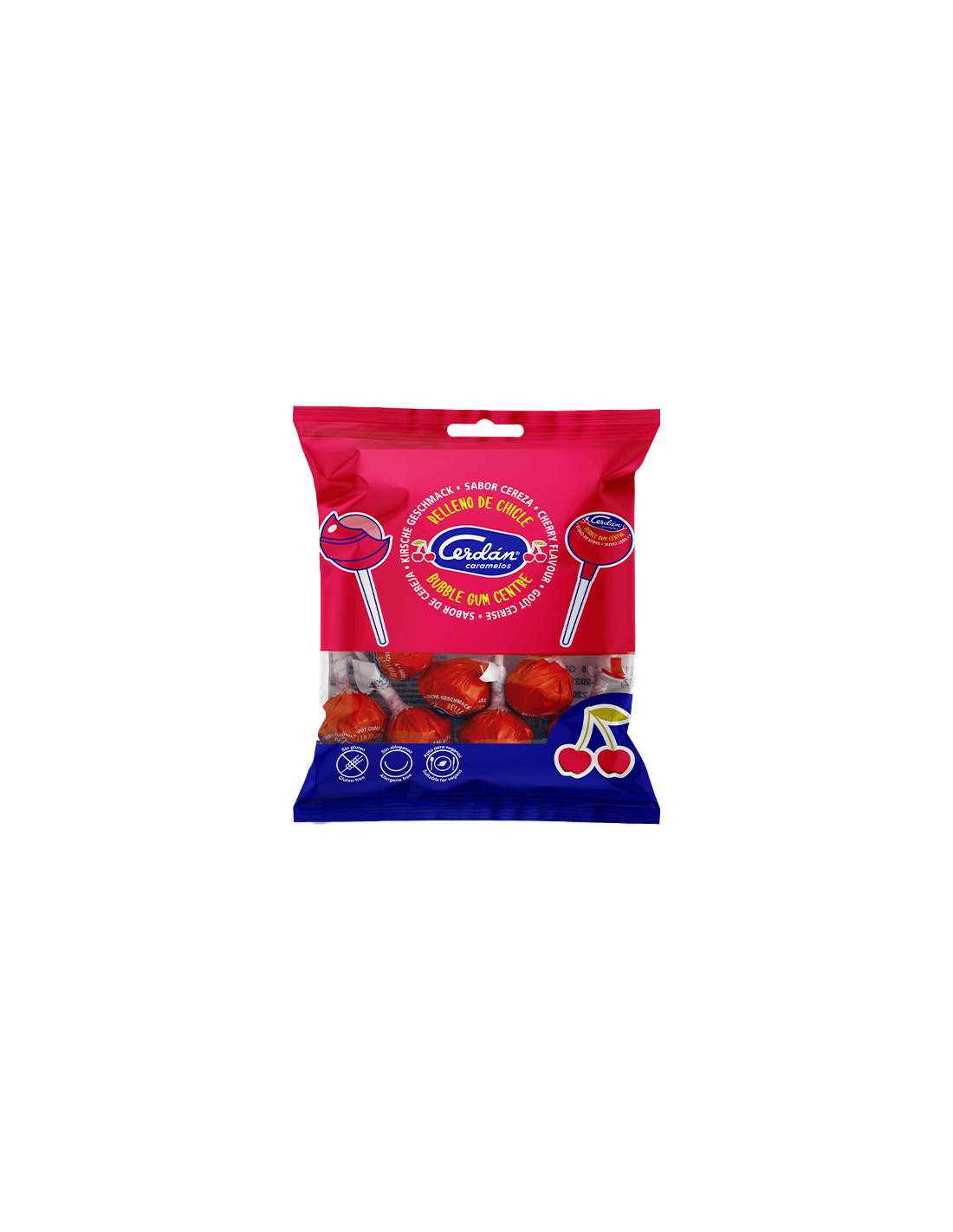 Sucette cerise chewing-gum 15,5g Cerdán Caramelos - Distribución Mayorista